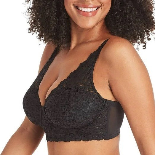 Maidenform Black Floral Lace Longline Underwire Bra 40B DM1188
