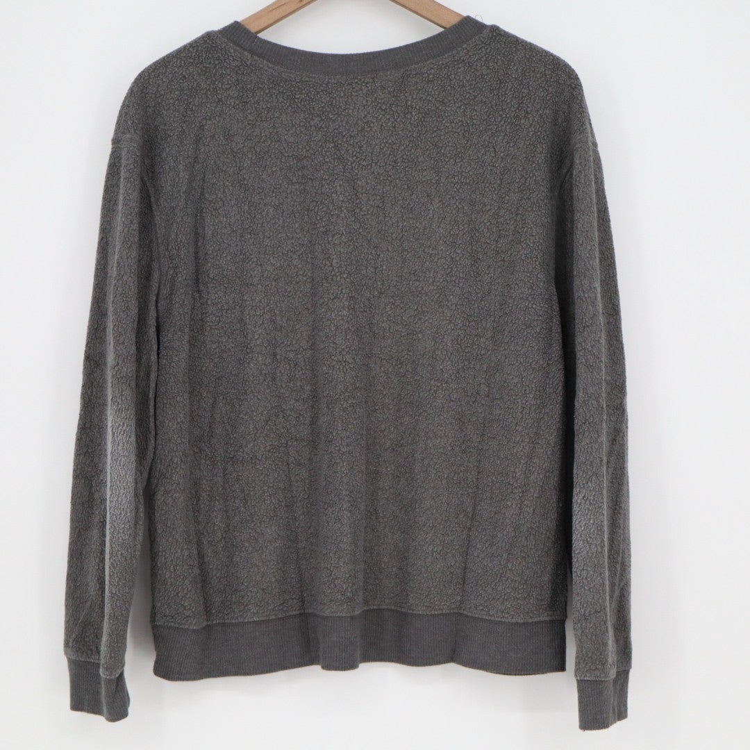 No Boundaries Sweatshirt Womens L (15-17) Gray Fleece Rayon Ribbed Hem Crew Neck