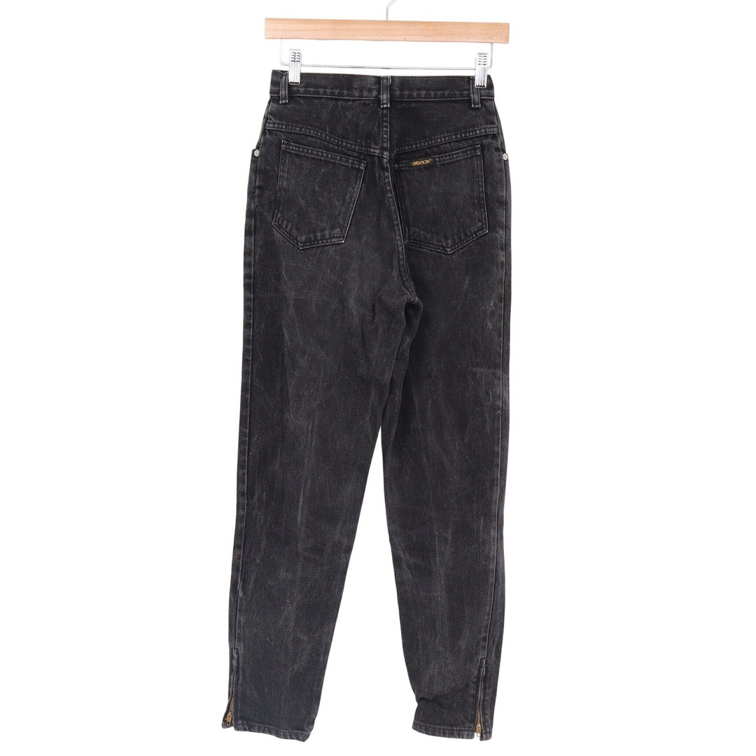Sasson Vintage High Waisted Tapered Acid Wash Black Ankle Zip Jeans Size 6