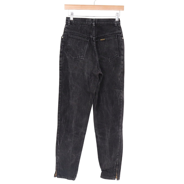 Sasson Vintage High Waisted Tapered Acid Wash Black Ankle Zip Jeans Size 6