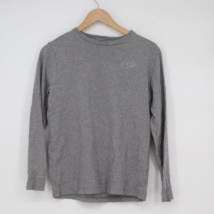 Vineyard Vines Boys Gray Christmas Lights Whale Long Sleeve T-Shirt Size L 16