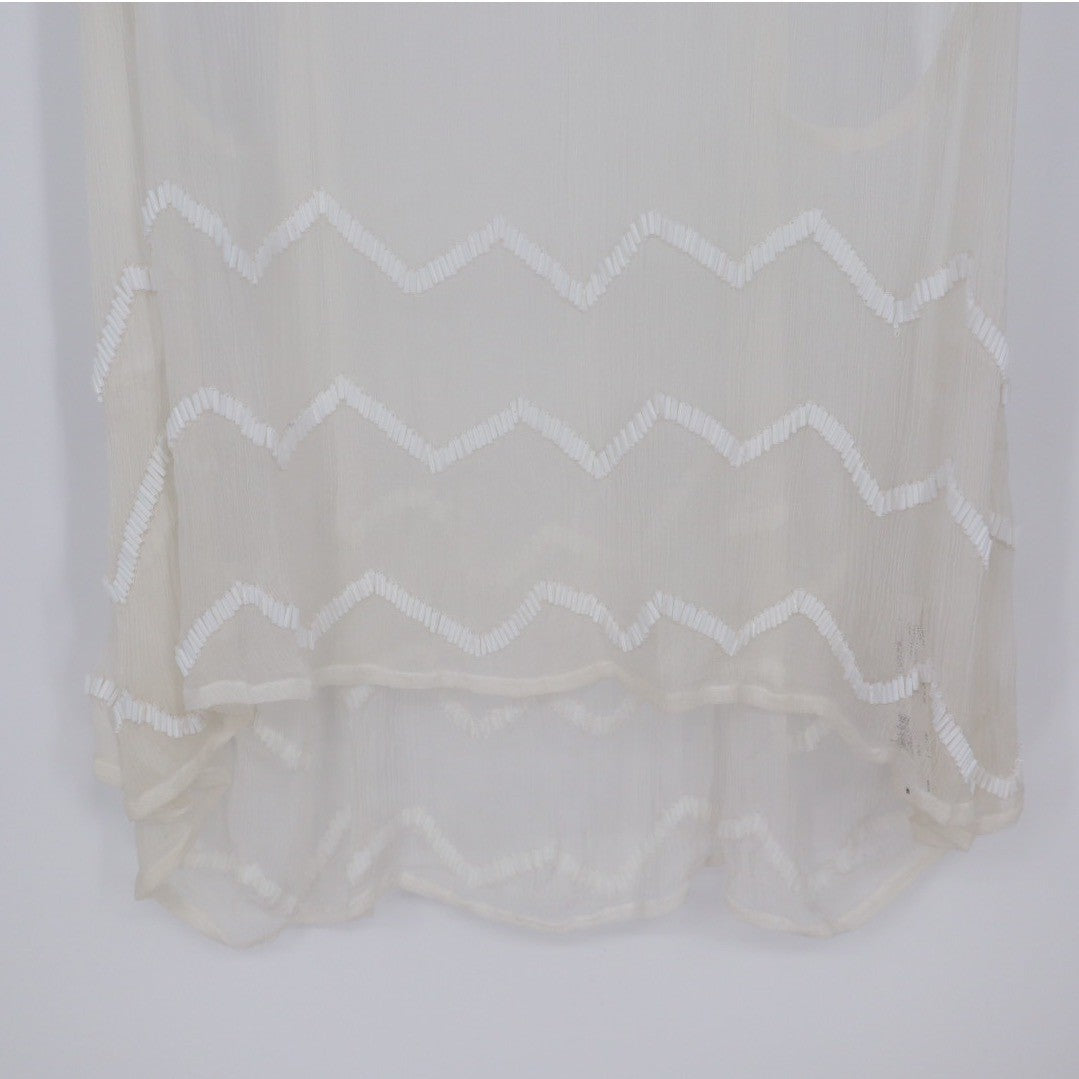 Chan Luu Sheer Zig Zag Embellished Tank Top Cream Lrg