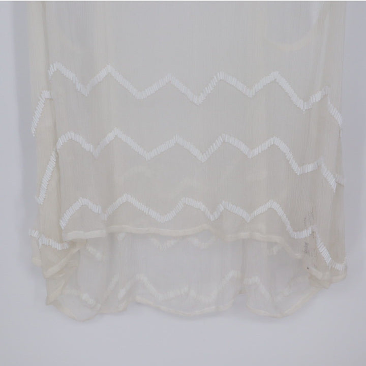 Chan Luu Sheer Zig Zag Embellished Tank Top Cream Lrg