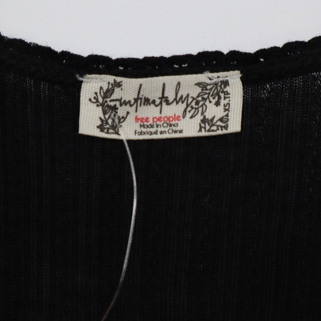 Intimately Free People Only You Tank Top Womens XS Black Round Neck Wide Strap