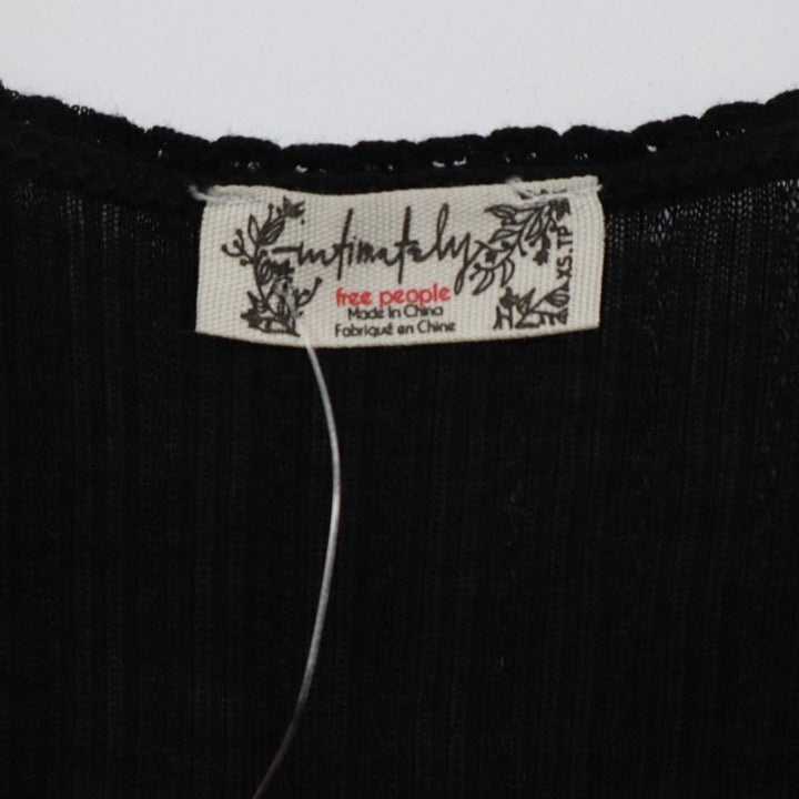 Intimately Free People Only You Tank Top Womens XS Black Round Neck Wide Strap