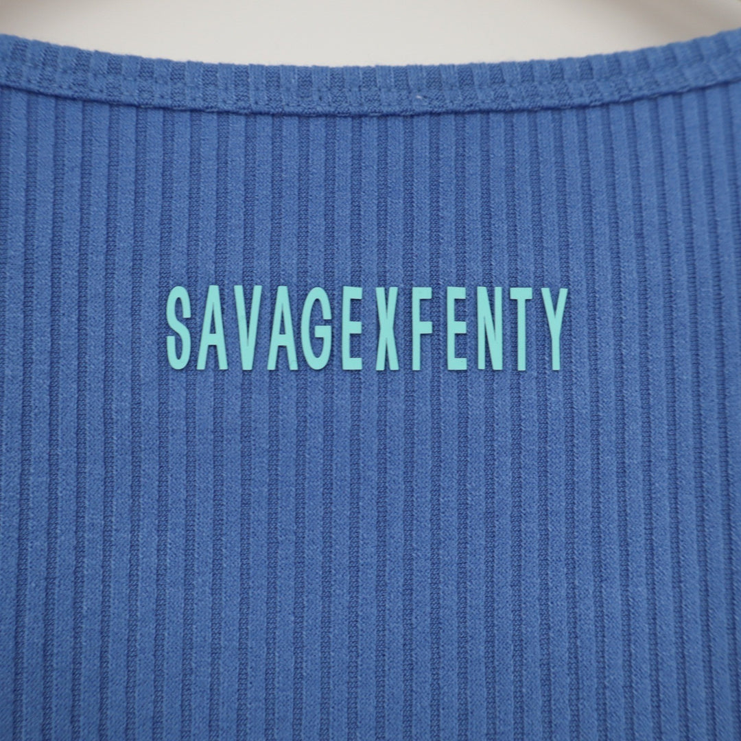 Savage X Fenty Womens Ribbed Scoop Neck Tank Top Blue XS AV785