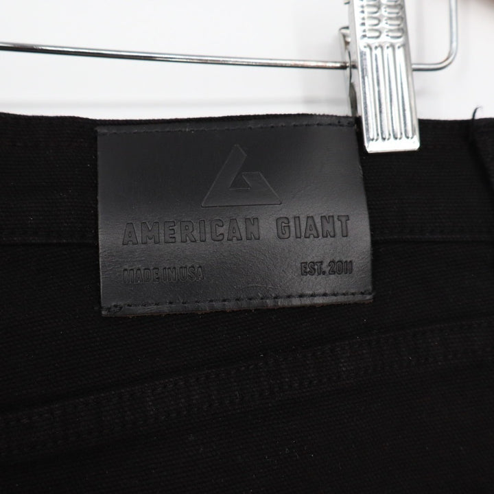 American Giant Roughneck Jeans Mens 34x32 Black Canvas Cotton Stretch Straight