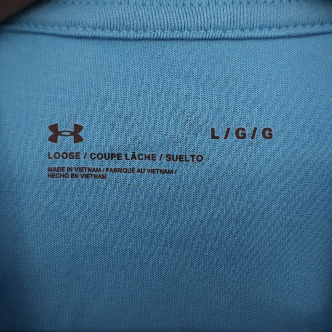 Under Armour Mens Left Chest Cut Off Tank Blue Loose Fit Muscle Tee L