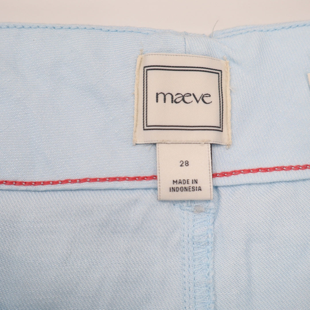 Maeve Linen Pants Womens 28 The Colette Light Blue Wide Leg Patch Pocket