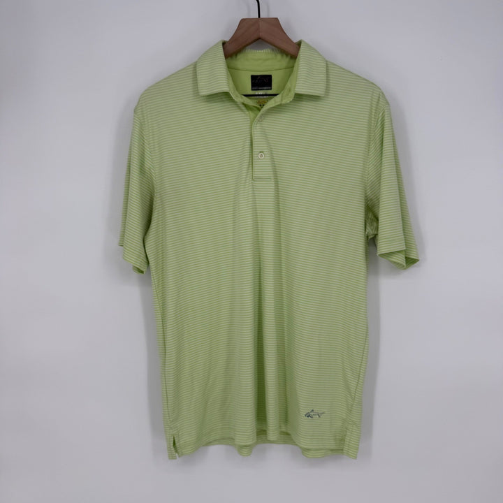 Greg Norman Play Dry Striped Golf Polo Shirt Mens M Green