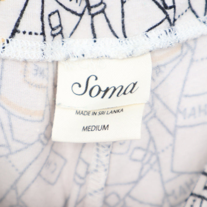 Soma Champagne Bottle Print Pajama Pants Cream Black Gold Medium Relaxed Lounge