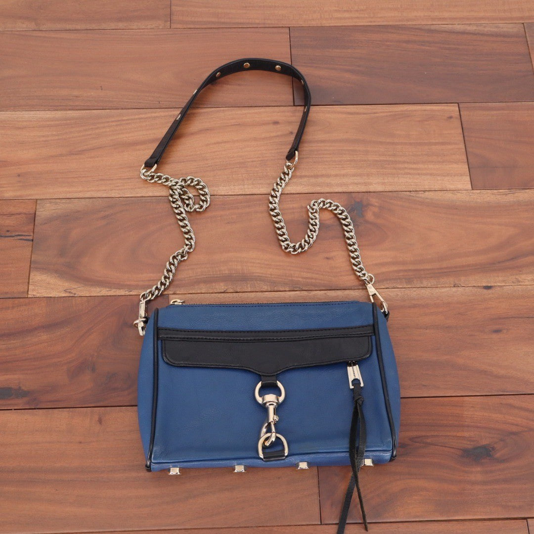 Rebecca Minkoff Blue Leather Studded Chain Shoulder Crossbody Bag