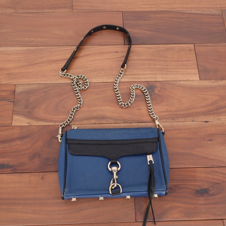 Rebecca Minkoff Blue Leather Studded Chain Shoulder Crossbody Bag