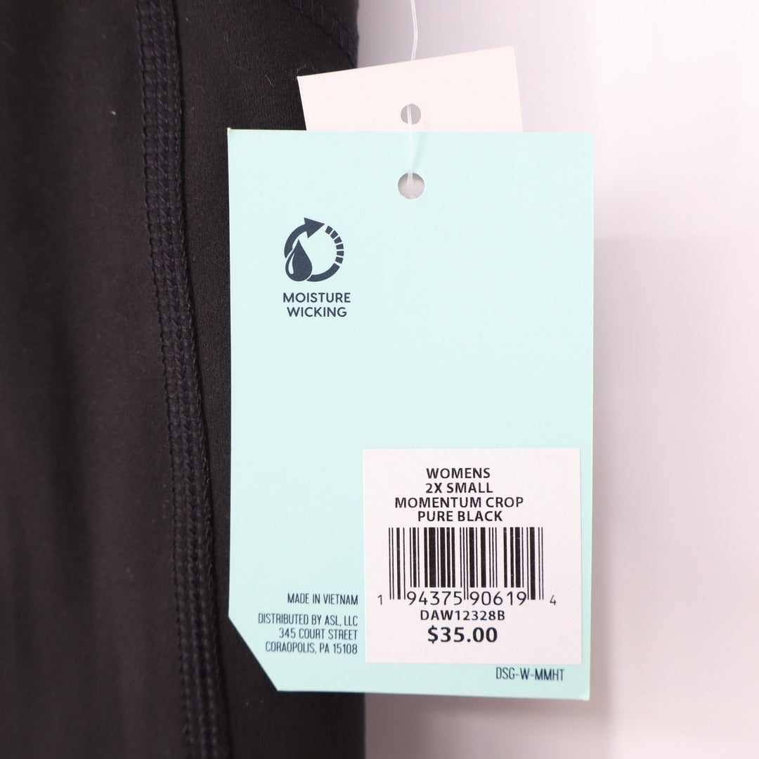 DSG Womens Momentum High Rise Crop Leggings Pure Black DAW12328B 2XS New