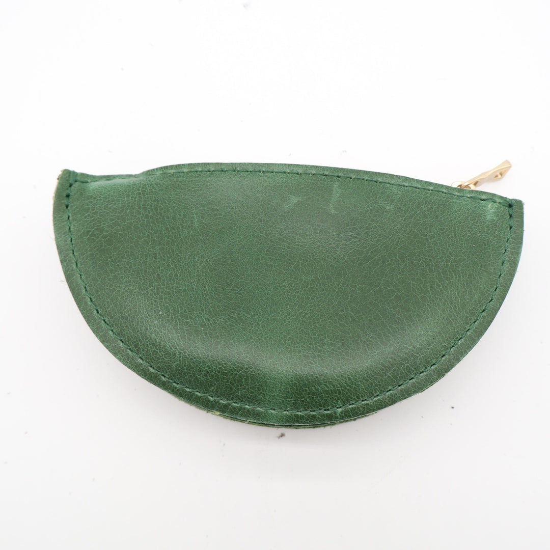 Portland Leather Goods Emerald Green Leather Half Moon Coin Pouch Zip Wallet