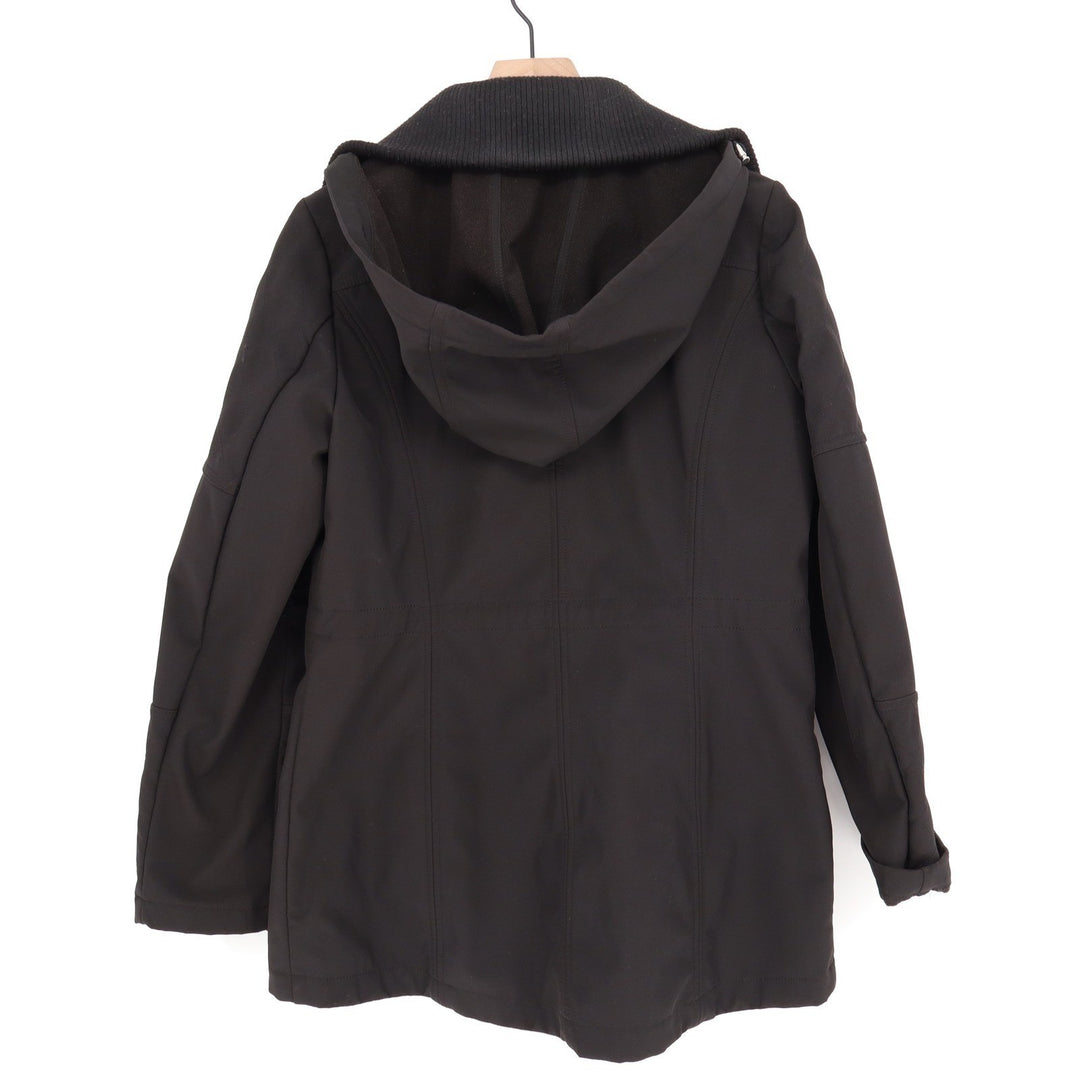 Apt 9 Womens Black Softshell Parka Jacket Hooded Drawstring Waist Size M
