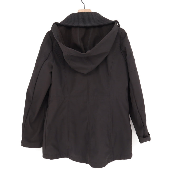 Apt 9 Womens Black Softshell Parka Jacket Hooded Drawstring Waist Size M