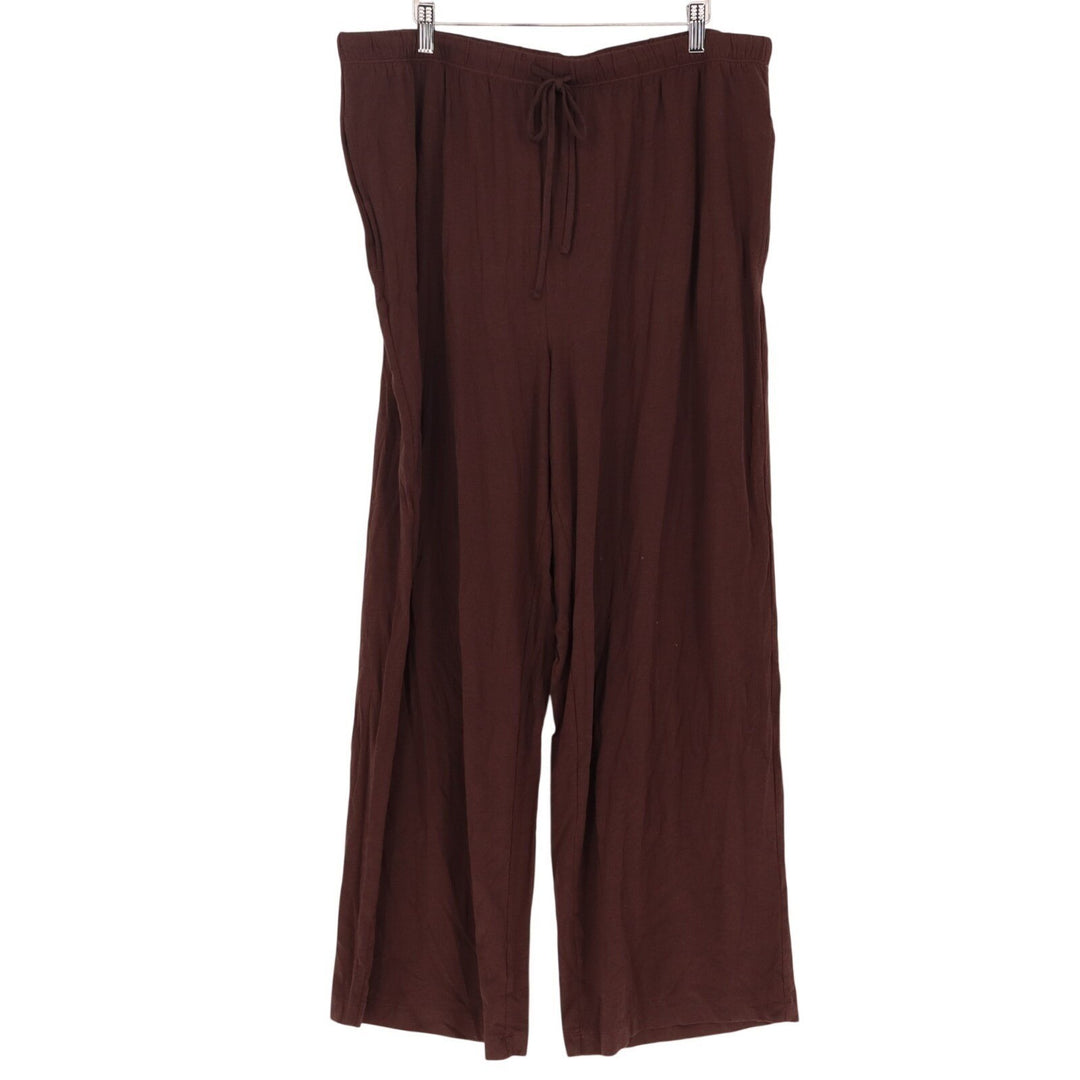 State Of Day Intimates 2-PC Pajamas Set Women 2XL Brown Cotton Stretch Crew Neck
