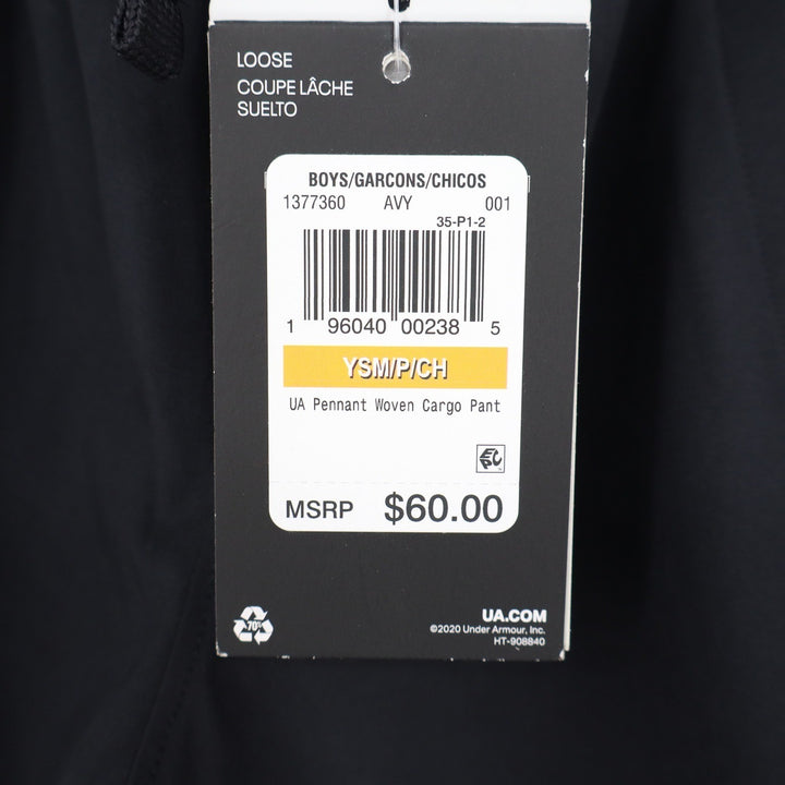Under Armour Boys Pennant Woven Cargo Pants Black Youth Small YSM  NWT