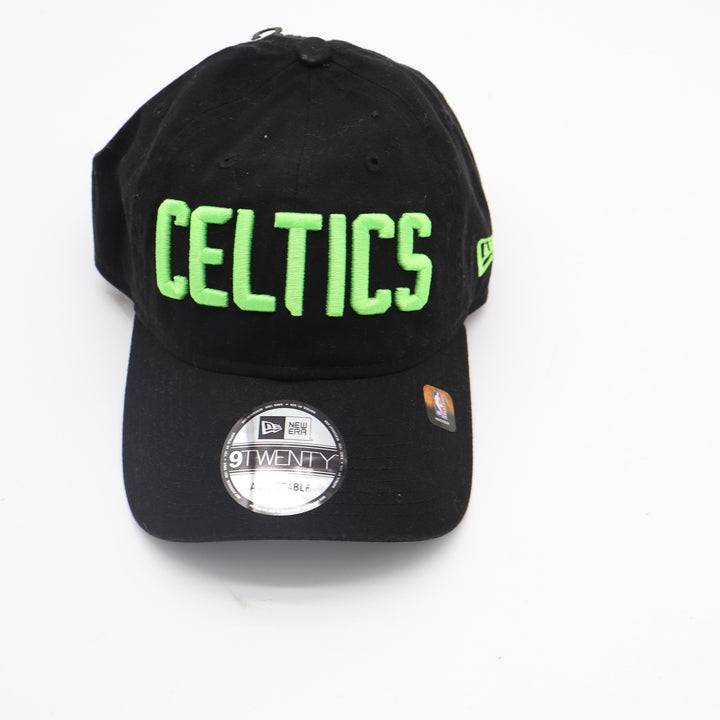 New Era 9TWENTY Boston Celtics Hat Black Neon Green Adjustable NBA Cap