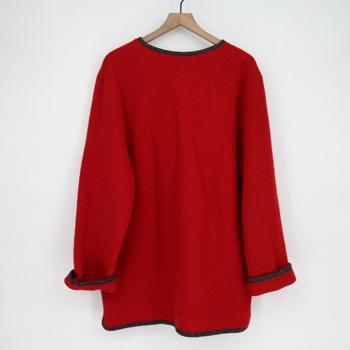 L.L.Bean Cardigan Sweater Womens Large Red Knit Pockets Round Neck Long Sleeve