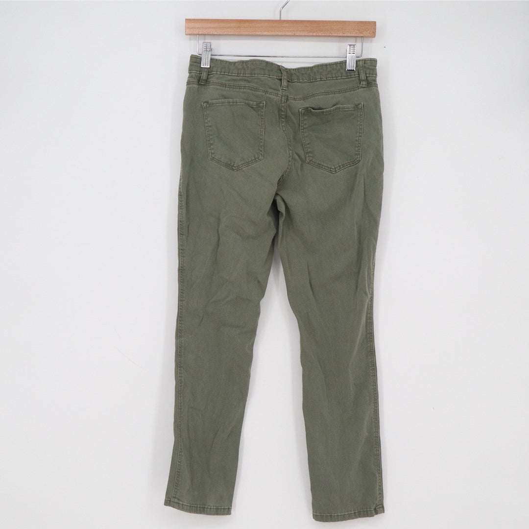 Liz Claiborne City Olive Green Petite Pants Size 6P Stretch Straight Leg 12455