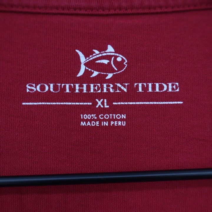 Southern Tide Red Flagler College Graphic T Shirt Mens XL Cotton Pocket Tee