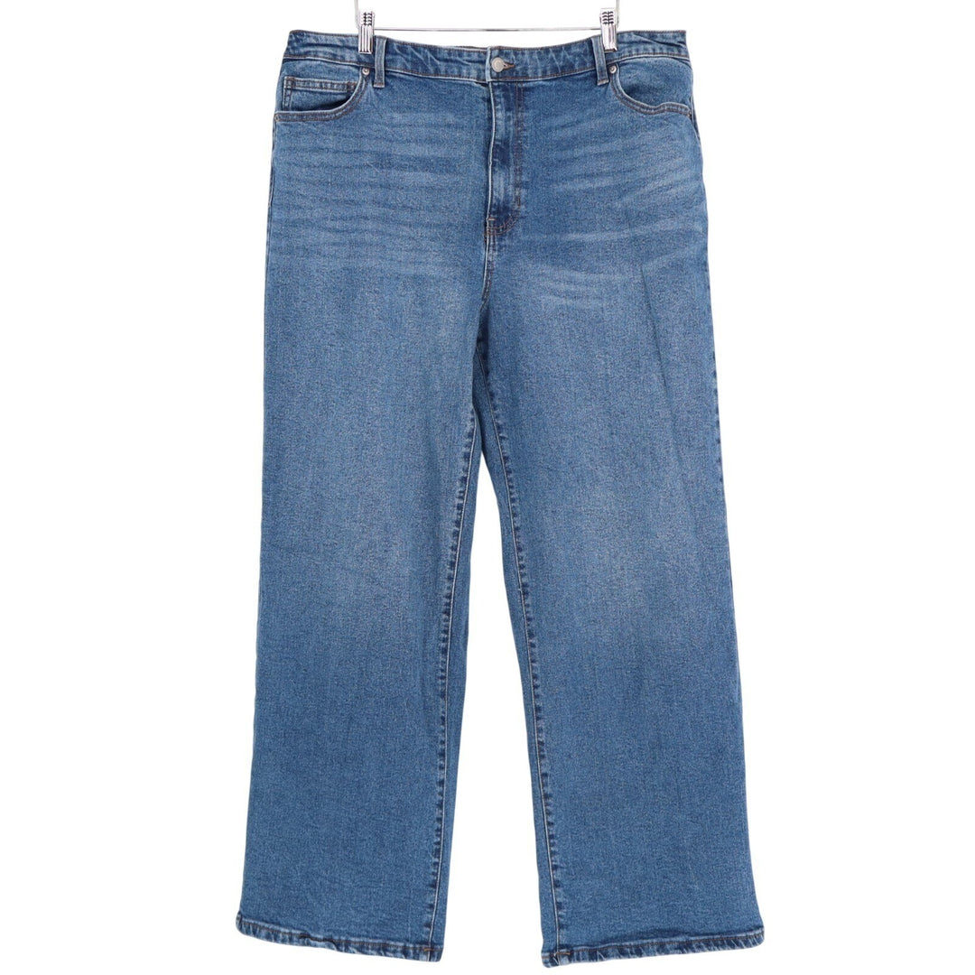 No Boundaries Jeans Womens 2XL Blue Denim Cotton Stretch High Rise Wide Leg