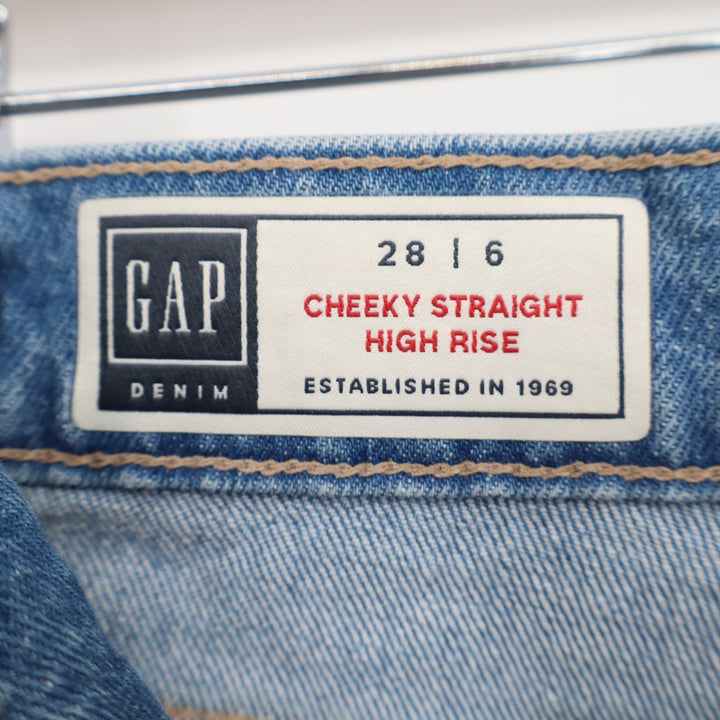 Gap Cheeky Straight High Rise Distressed Light Wash Blue Jeans Womens 6 28