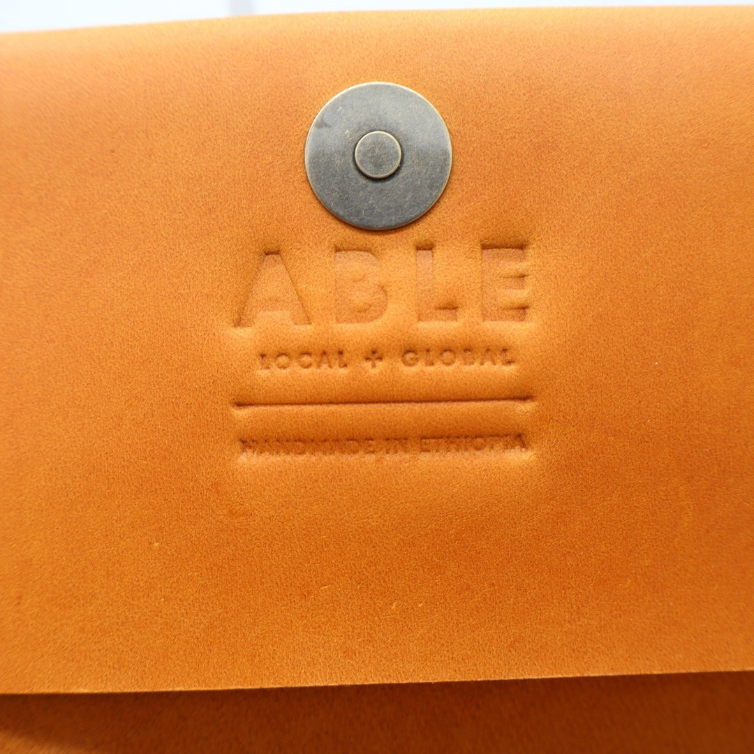 ABLE Debre Wallet Cognac Genuine Leather Tri-fold Clutch Handmade