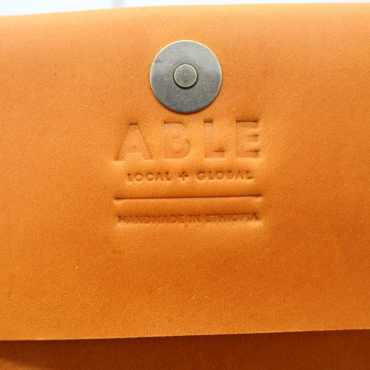 ABLE Debre Wallet Cognac Genuine Leather Tri-fold Clutch Handmade