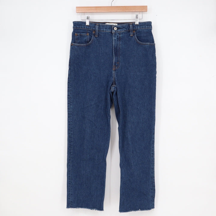 Abercrombie & Fitch 90s Straight Ultra High Rise Jeans Dark Wash Raw Hem 29/8R