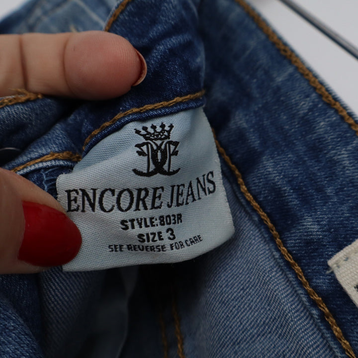 Encore Jeans Womens Skinny Fit Medium Wash Blue Denim