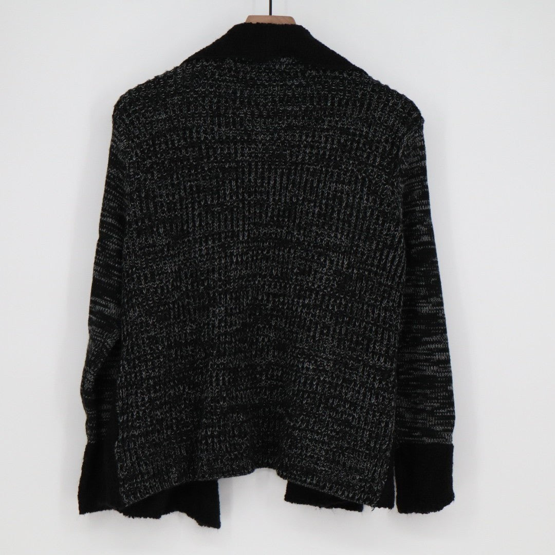 Apt.9 Cardigan Sweater Women PXL Petite Black Gray Knit Long Sleeve Outdoor Wear