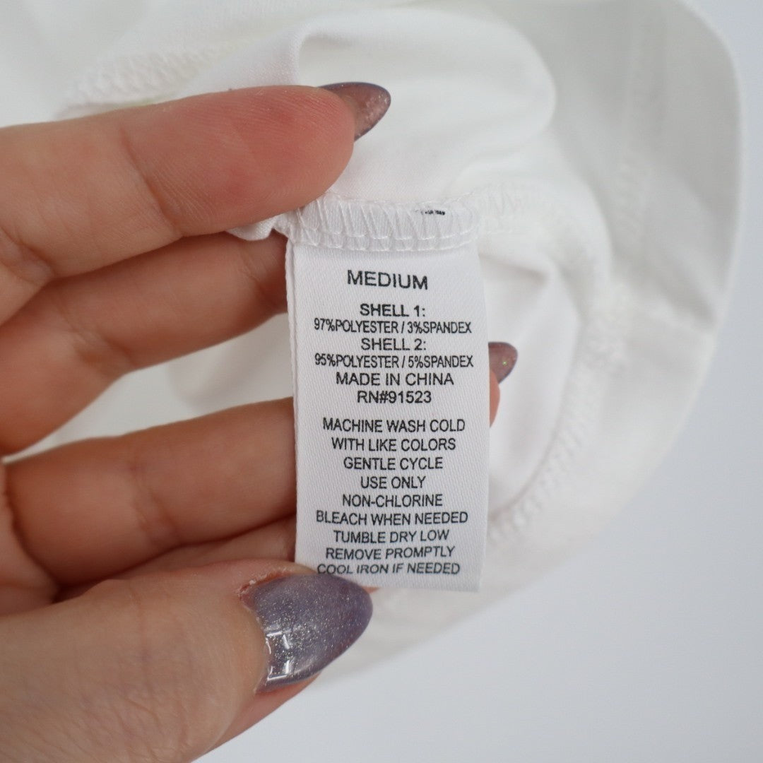 Roudelain Tank Top Womens Medium White Eyelet Detail Yoke Stretch Wide Strap