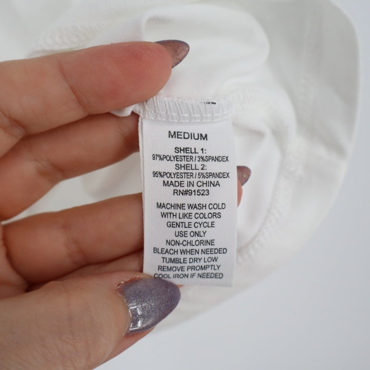 Roudelain Tank Top Womens Medium White Eyelet Detail Yoke Stretch Wide Strap