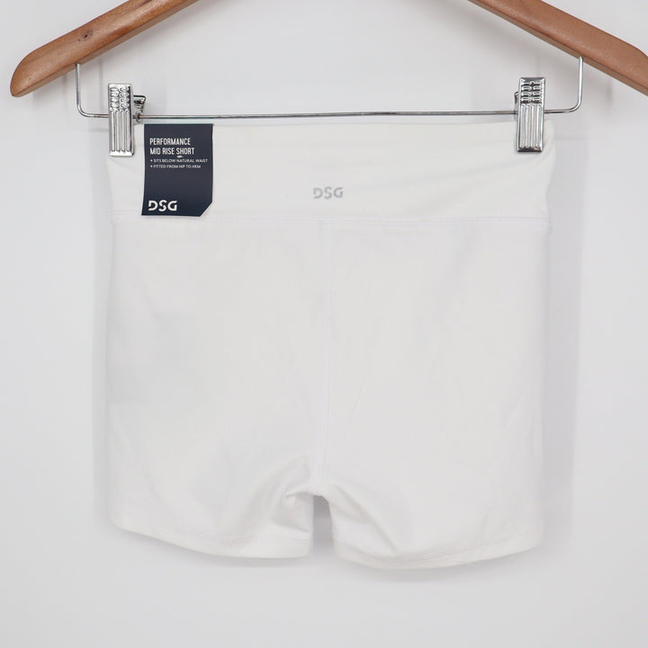 DSG Girls Performance Mid Rise Shortie White Athletic Shorts Size M 10-12 3in