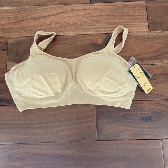 Truekind Supportive Comfort Wireless Shaping Bra Women 2XL Chai Stretch Seamless