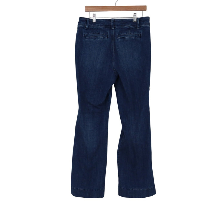 Talbots Womens Flare Jean Dark Wash Pintuck Trouser Denim Blue Size 12
