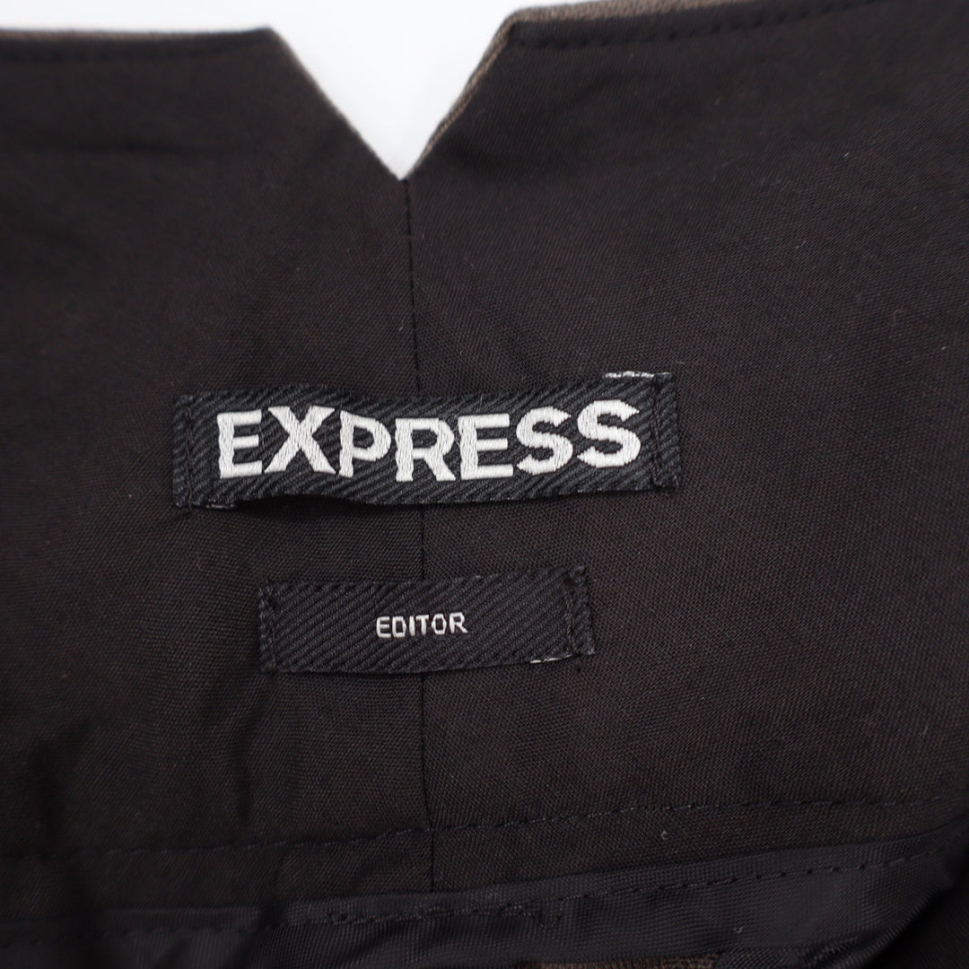 Express Editor Flare Leg Dress Pants Taupe Brown Low Rise Wide Waistband 12R NEW