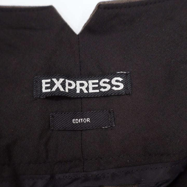 Express Editor Flare Leg Dress Pants Taupe Brown Low Rise Wide Waistband 12R NEW