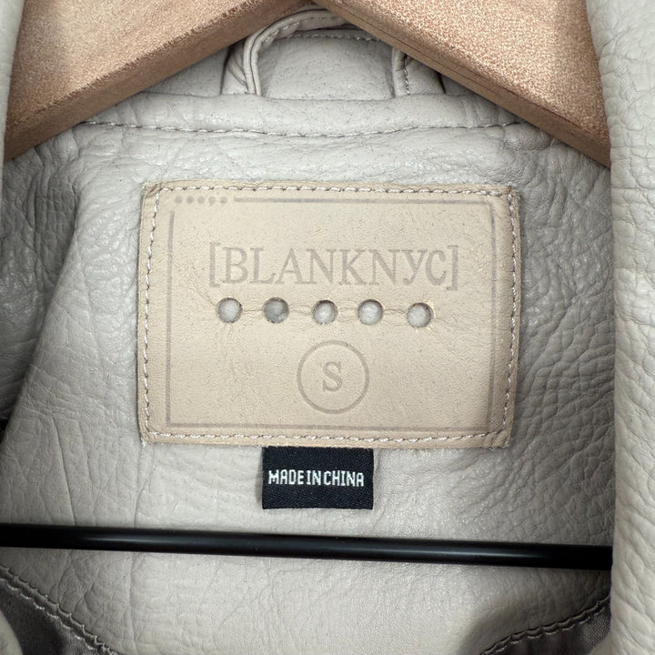 Blank Nyc Life Changer Moto Jacket Womens Small Beige Leather Asymmetrical Zip