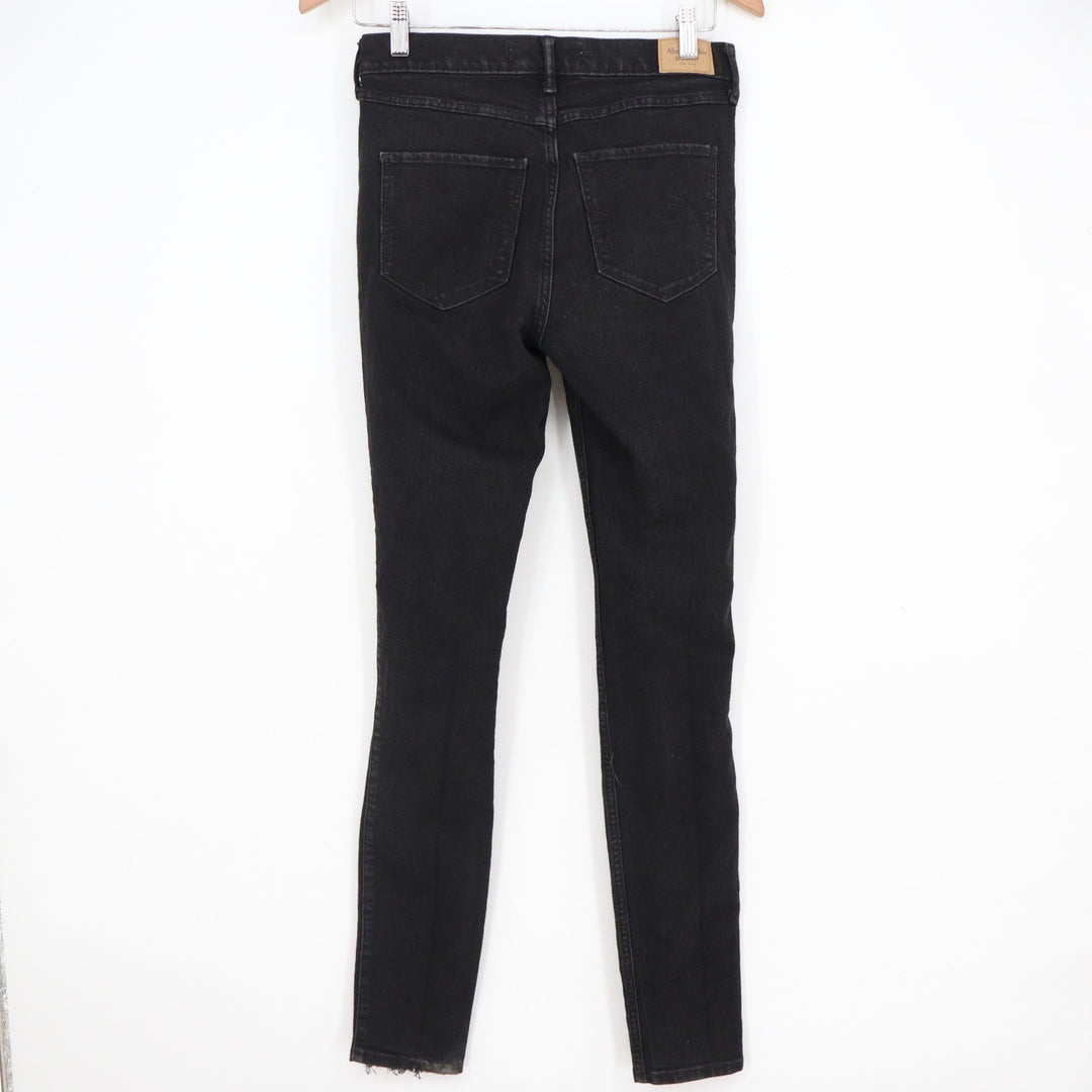 Abercrombie & Fitch Super Skinny High Rise Distressed Black Jeans 26
