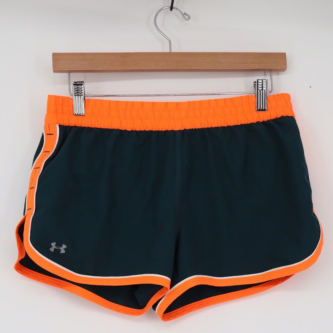Under Armour Shorts Womens Small HeatGear Semi-Fitted Teal Orange Athletic