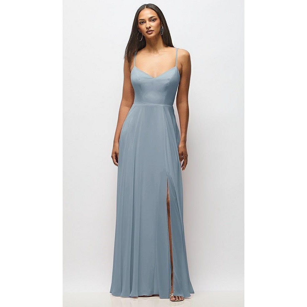 After Six Tie-Back Cutout Maxi Dress With Front Slit In Mist Size 14