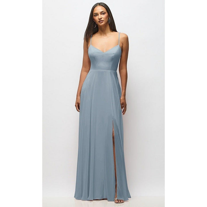 After Six Tie-Back Cutout Maxi Dress With Front Slit In Mist Size 14
