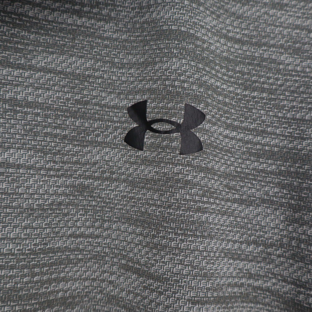Under Armour Golf Polo Shirt Grey Heathered Texture Short Sleeve Men's Medium