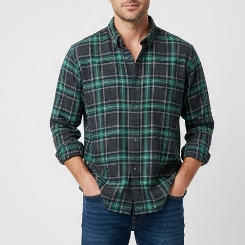 IZOD Mens Plaid Flannel Long Sleeve Button Up Shirt Size M