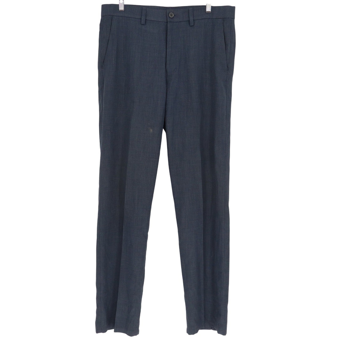 Haggar H26 Mens Dress Pants Blue Textured Straight Leg Trousers 34x34