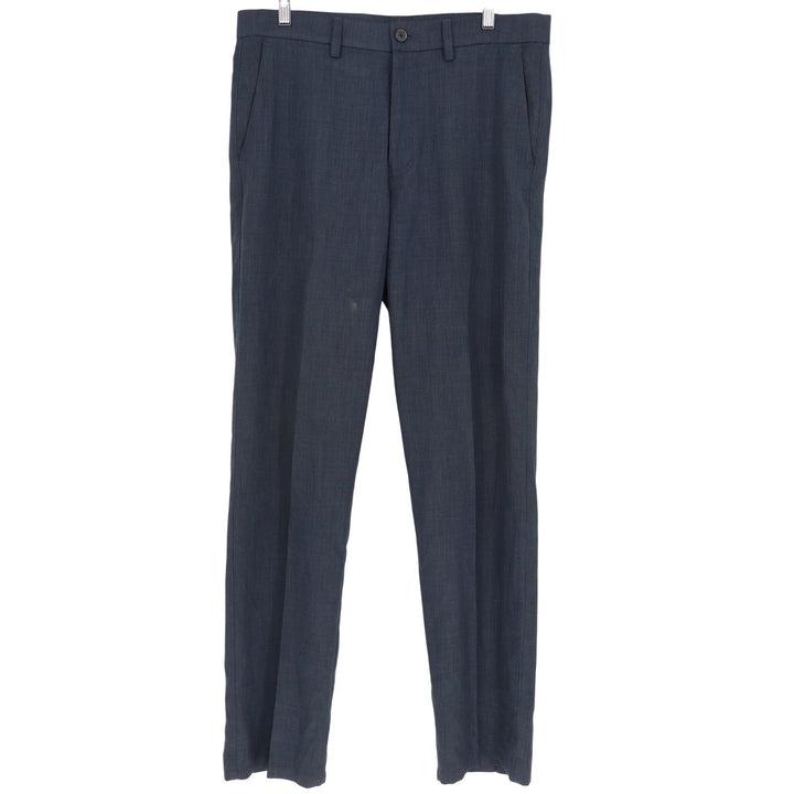 Haggar H26 Mens Dress Pants Blue Textured Straight Leg Trousers 34x34